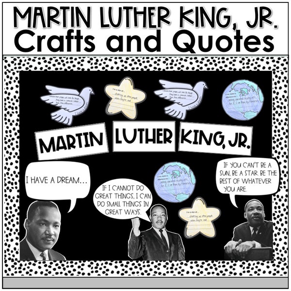 Martin Luther King, Jr. Craft Templates, Bulletin Board Kit, Classroom Décor, MLK Day, Inspiring Quotes