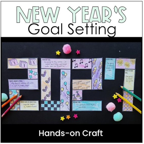2027 Goal Setting Craft New Year Goals Activity for Elementary Middle School Children