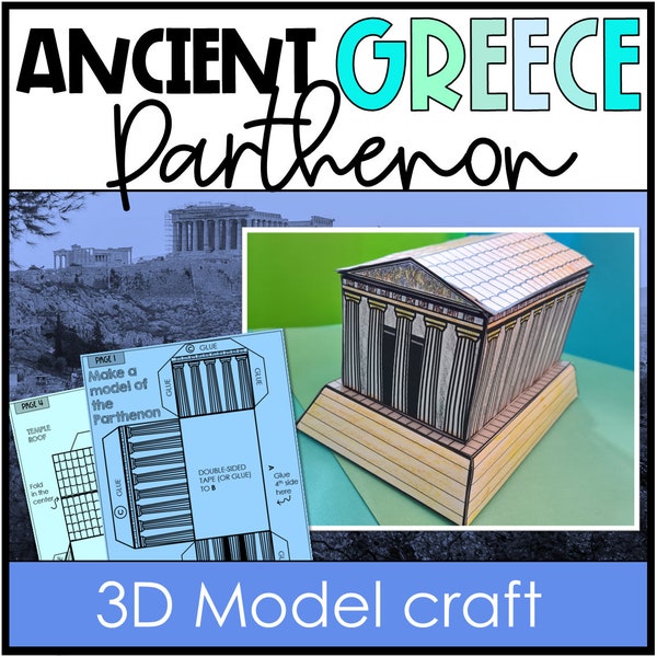 Activité manuelle 3D imprimable du Parthénon, Modèle du Parthénon de la Grèce antique, Salle de classe, École à la maison, Grèce antique