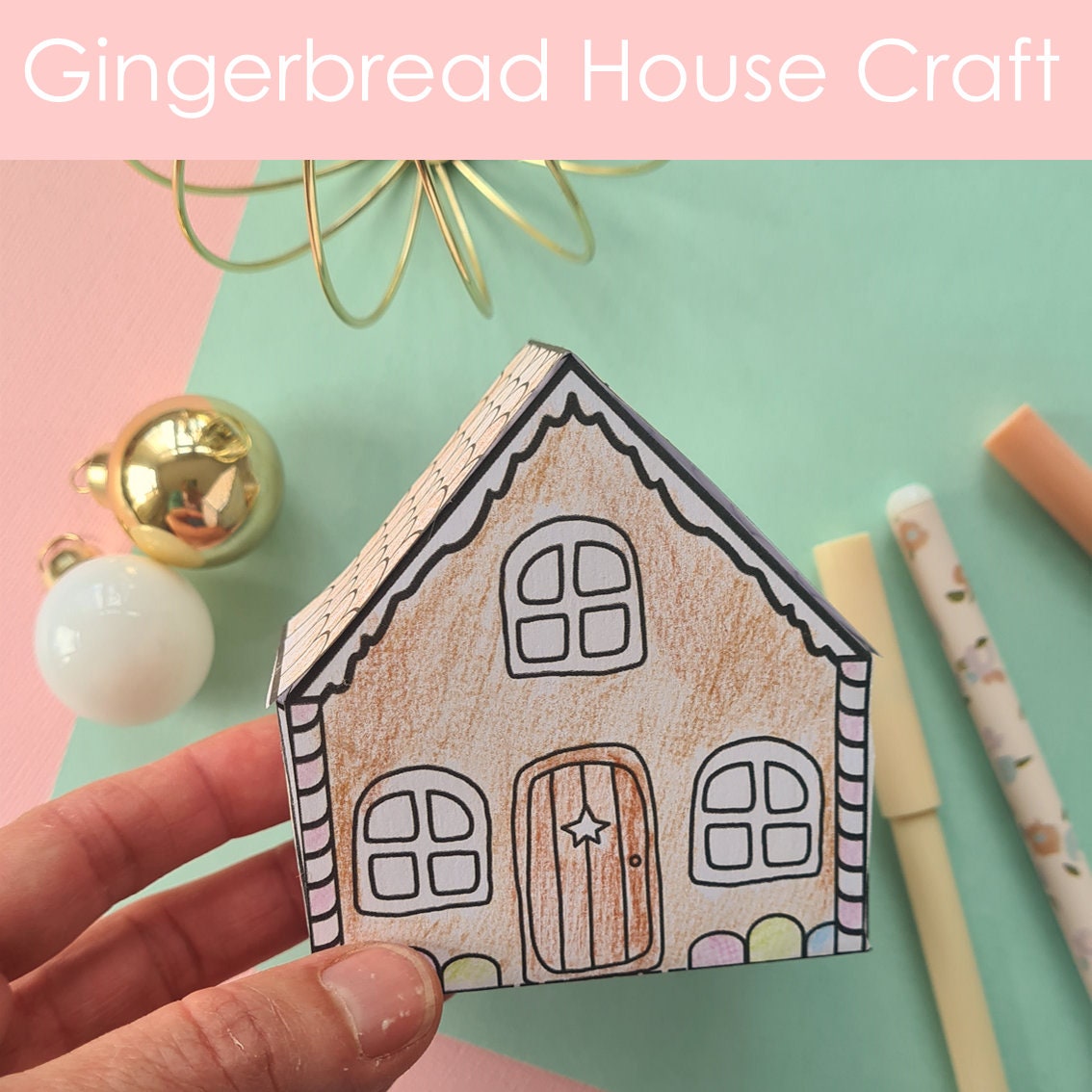 Printable Gingerbread House Craft, Template, 3D Gingerbread House