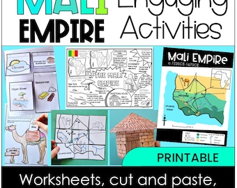 Mali Empire Geschichtsaktivitätspaket, Arbeitsblätter, Handwerk, Grundschulklassenzimmer, Hausschule, Sozialkunde, Schwarzer Geschichtsmonat, Westafrika