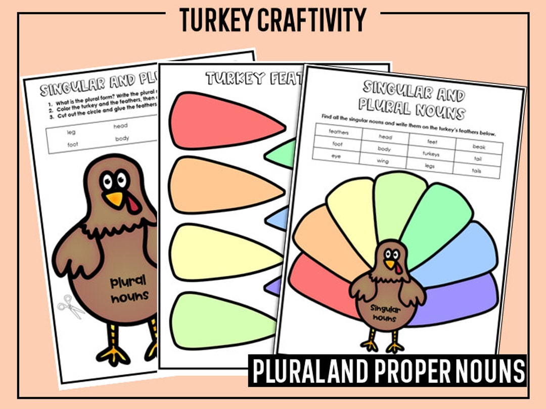 Make a Turkey Craftivity Plural Nouns and Proper Nouns Craft Etsy
