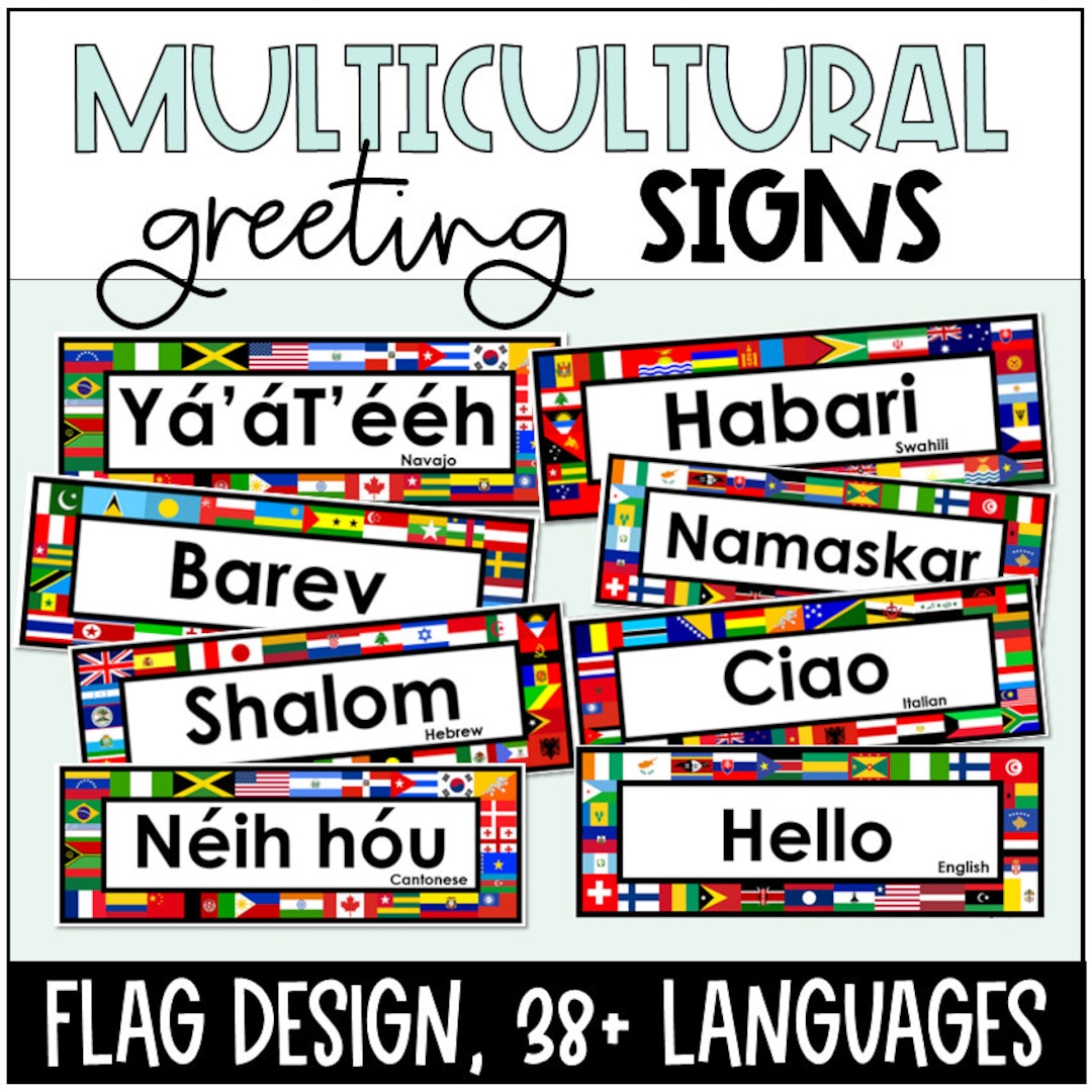 Multicultural Greeting Signs, Classroom Diversity Posters, Hello in ...