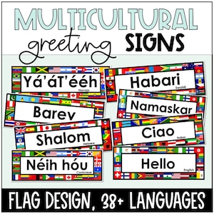 Multicultural Greeting Signs, Classroom Diversity Posters, Hello in Different Languages, Multilingual Printable Decor