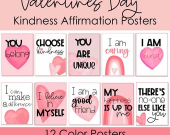 Valentine's Day Posters, Kindness, Affirmation Posters, Printable, Classroom Décor