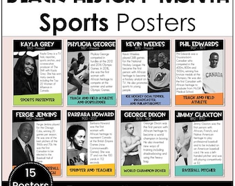 Schwarze Geschichte Monat Kanada berühmte kanadische Sporthelden druckbare Poster für Klassenzimmer oder Bibliothek Bulletin Board bemerkenswerte Athleten