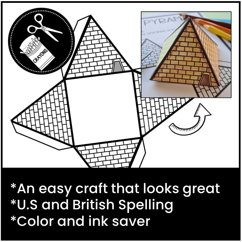 Printable 3D Pyramid Craft, Ancient Egypt Pyramid, Classroom Activity, Homeschool, 3D Shapes, History Craft, Great Pyramid of Giza Model - Etsy