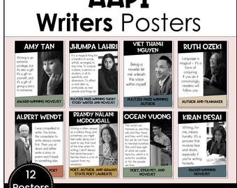 Asian American Pacific Islander Writers Posters, Inspiring Quotes AAPI Heritage Month Authors, Instant Download, Classroom Decor