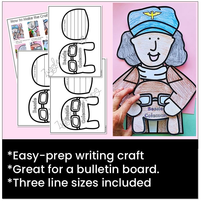 Bessie Coleman Writing Craft Activity and Reading Text Women's History ...
