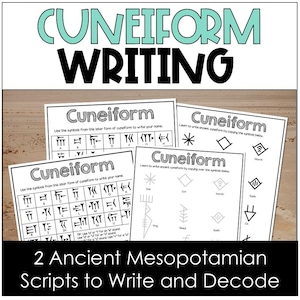 Activité d'écriture d'écriture cunéiforme en Mésopotamie ancienne, Histoire ancienne, Sumer, École à la maison, Imprimable pour la classe