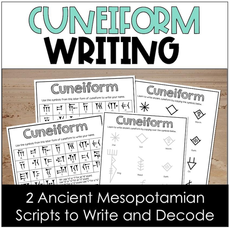 Ancient Mesopotamia Cuneiform Writing Script Activity, Ancient History, Sumer, Homeschool, Classroom Printable image 1