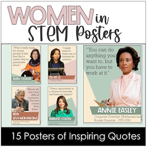 Women STEM Printable Posters Inspiring Quotes Scientists, Engineers, Mathematicians, Computer Scientists, Women's History Month