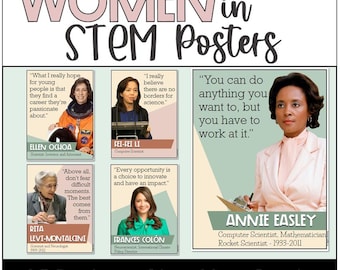 Women STEM Printable Posters Inspiring Quotes Scientists, Engineers, Mathematicians, Computer Scientists, Women's History Month