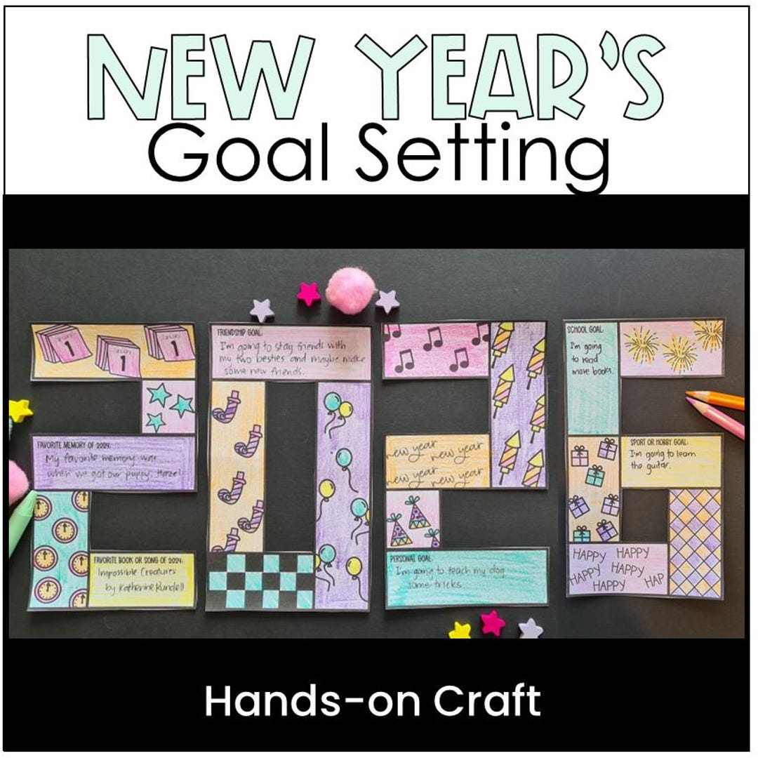 2026 Goal Setting Craft New Year Goals Activity for Elementary Middle ...