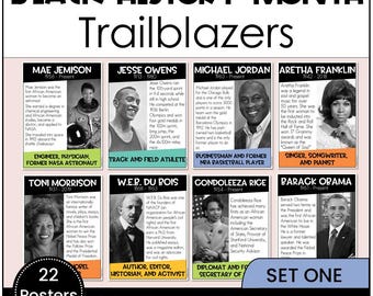 Black History Month Famous African Americans Trailblazers Printable Posters Notable African Americans Bulletin Board or Library