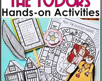 Tudors History Tudor Houses Rose Quill Henry VIII Elizabeth I Puppet Craft Activity, Homeschool, Classroom Printable PDF Templates