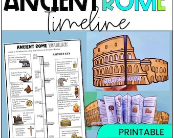 Antikens Roms tidslinje, historieaktivitet, utskrivbar, romerska republiken och imperiet, hemundervisning, vikbar, arbetsblad