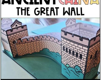 Modelo 3D de la Gran Muralla China antigua, historia de las civilizaciones antiguas, educación en casa, aula, actividad imprimible