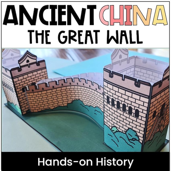 Ancient China Great Wall of China Craft 3D Model, Ancient Civilizations History, Homeschool, Classroom, Printable Activity