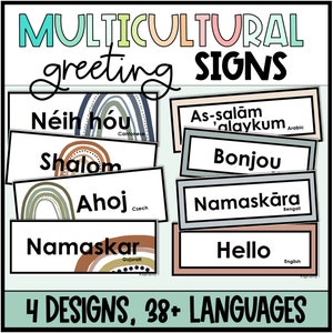 Celebrate Diversity Multicultural, Multilingual Greeting Signs, Classroom Décor, World Languages, Printable Signs