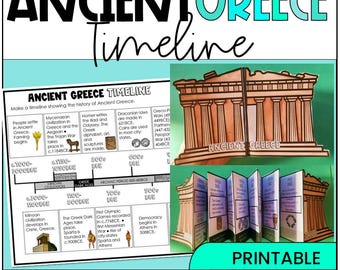 Antikens Greklands tidslinje, historieaktivitet, utskrivbar, tidiga civilisationer hemundervisning, vikbar, arbetsblad