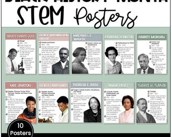 Black History Month STEM Careers Posters Printable Scientists, Engineers, Mathematicians, Inventors Classroom Library Bulletin Board
