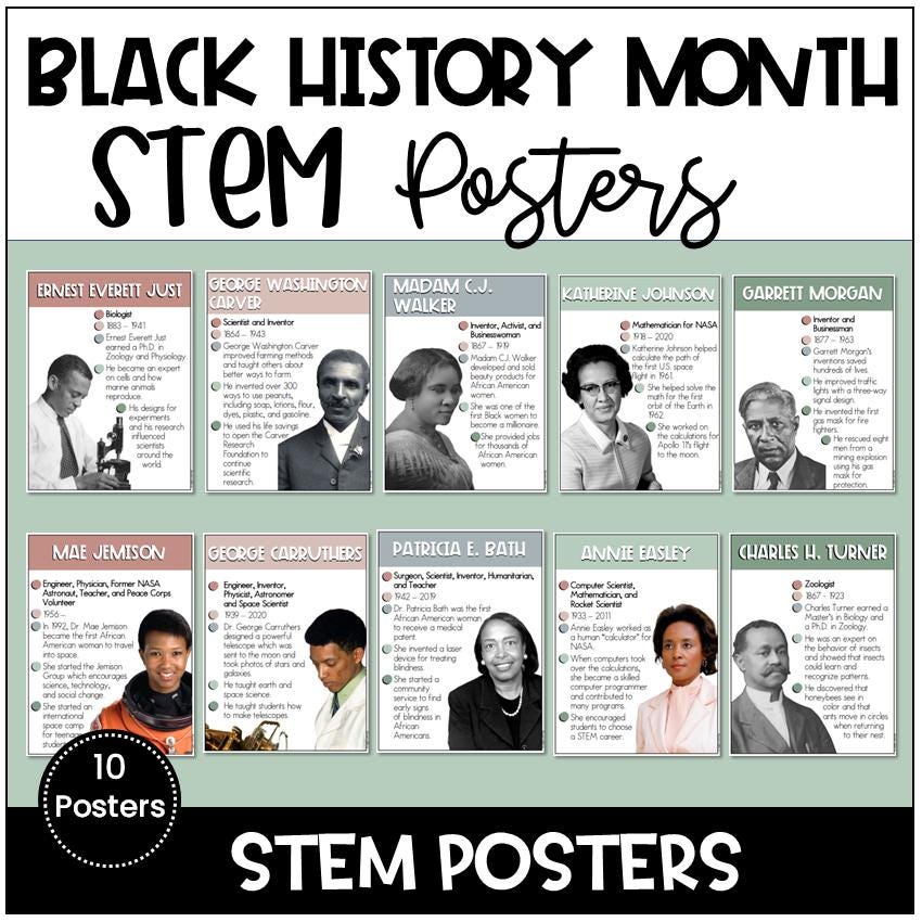 Black History Month STEM Careers Posters Printable Scientists ...