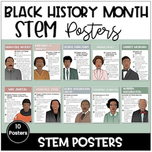 Printable Black History Month Posters, African Americans STEM Careers Posters, Classroom, Bulletin Board, Scientists, Engineers, Astronauts