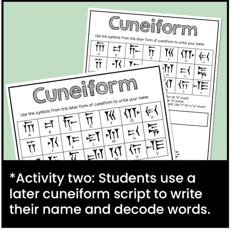 Ancient Mesopotamia Cuneiform Writing Script Activity, Ancient History, Sumer, Homeschool, Classroom Printable image 3