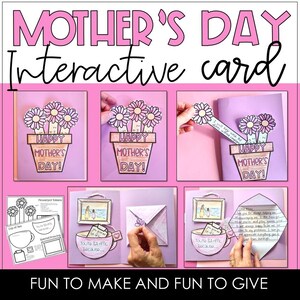Tarjeta del Día de la Madre, Tarjeta interactiva, Imprimible, Actividad para niños, Aula, Abuela, Tía