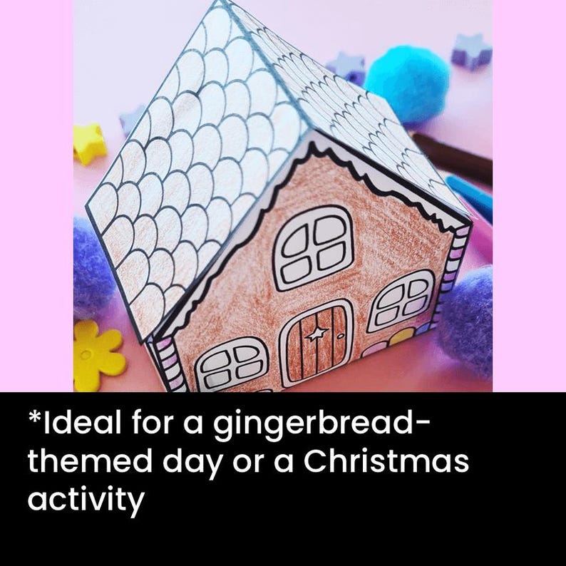 Printable Gingerbread House Craft, Template, 3D Gingerbread House
