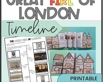 Peut inclure: Une feuille de travail imprimable ou une option pliable pour apprendre sur le grand incendie de Londres. La feuille de travail comprend une chronologie avec des images et du texte décrivant les événements de l'incendie. L'option pliable présente une série de panneaux représentant la progression de l'incendie.