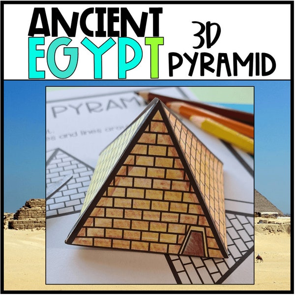 Printable 3D Pyramid Craft, Ancient Egypt Pyramid, Classroom Activity, Homeschool, 3D Shapes, History Craft, Great Pyramid of Giza Model