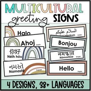 Hallo in verschiedenen Sprachen, Grüße, multikulturell, mehrsprachige Schilder, bedruckbar, Klassenzimmer, ESOL, EFL, ESL