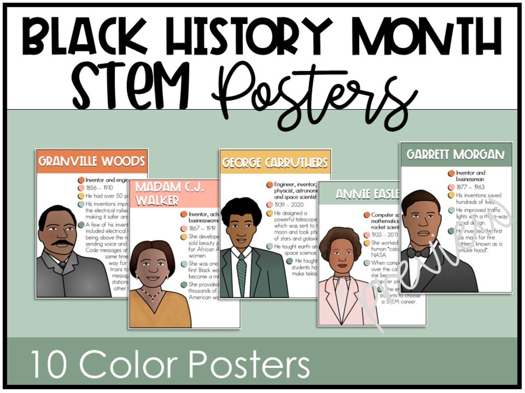 Black History Month Posters African Americans STEM Careers Etsy