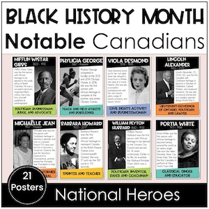 Mois de l'histoire des Noirs, Canada Canadiens célèbres, affiches imprimables Personnalités afro-canadiennes célèbres Tableau d'affichage ou bibliothèque