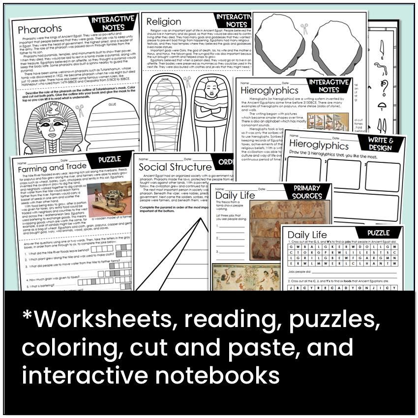 Ancient Egypt Packet Printable Activities Timeline, Informational Text ...