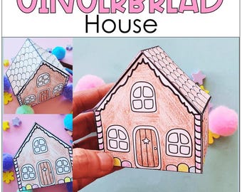 Printable Gingerbread House Craft, Template, 3D Gingerbread House, Christmas Activity, Classroom Craft
