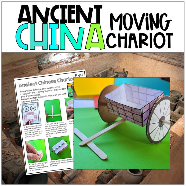 Ancient China Chariot Craft, Hands-on History Activity Template, Chinese Craft Template, Printable, Classroom, Homeschool, Download