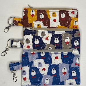 Porte-monnaie/porte-cartes avec porte-clés et pince de homard à motif ours fantaisie
