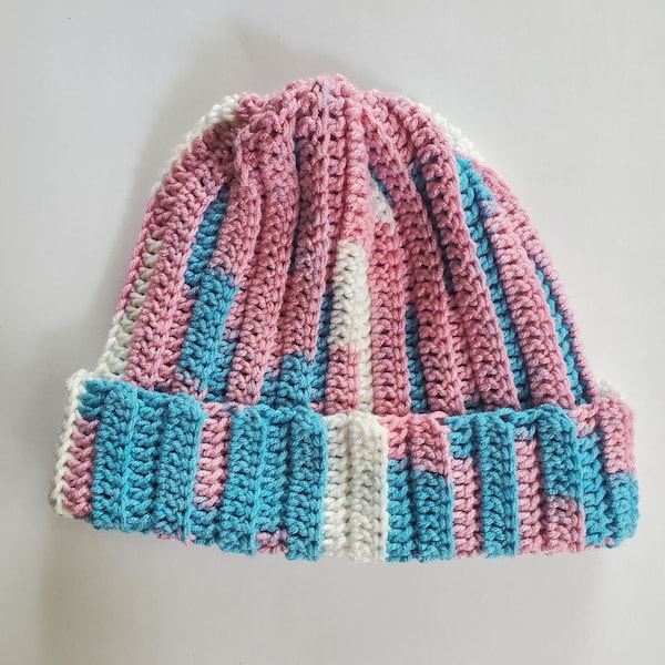 Trans Pride Crochet Beanie