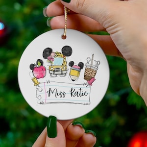 Personalized Disney Teacher Ornament | Disney Teacher Librarian Principal School School Christmas Ornament| Disney Teacher Christmas Gift