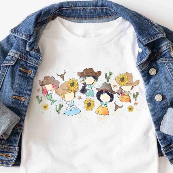 Cowgirl Princess Shirt | Matching Toddler Kids Youth Womens | Western Princess Shirts | Cinderella Belle Ariel Jasmine Snow White