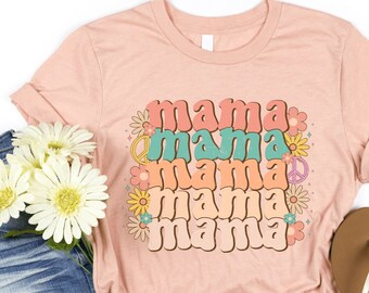 Groovy Mama Shirt Flower Child Mama Shirts Jaren 70 Mama Shirt | Retro Mama Shirt Hippie Mama Shirt Funky Mama Shirt Zomer Mama Shirt