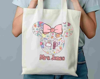 Personalized Disney Teacher Tote Bag | Disney Teacher Librarian Principal School School Bag | Disney Teacher Gift | Disneyworld Teacher