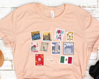 Around the World Stamps Shirt - Epcot World Showcase Shirt - Epcot Landen Shirt - Drinken over de hele wereld Shirt - World Showcase Shirt