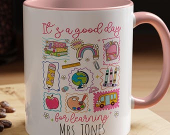 Taza de café para profesores (11, 15 oz) - Taza de café "Es un buen día para aprender" - Regalo de agradecimiento para profesores - Regalo de regreso a clases o de fin de curso