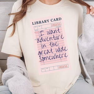 Camiseta I Want Adventure in the Great Wide Someone | Camiseta Belle Book Reader | Camiseta Belle's Library Card | Camiseta Disney Teacher Librarian