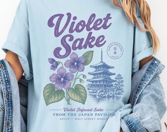 Violet Sake Floral Pagoda Tee & Tote Design — Vintage Botanical Graphic