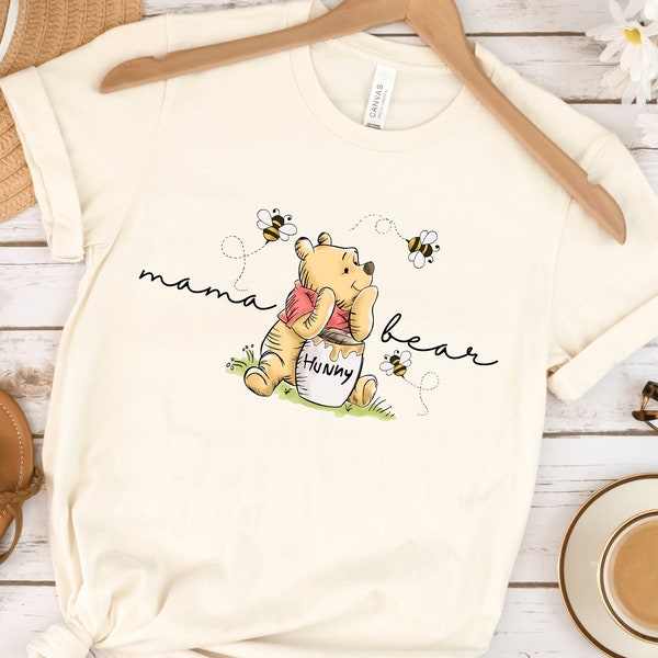Winnie The Pooh Mama Bear Shirt | Winnie the Pooh Baby Shower Shirt | Cute Pooh Shirt | Pooh and Flowers Shirt | Disney Winnie the Pooh